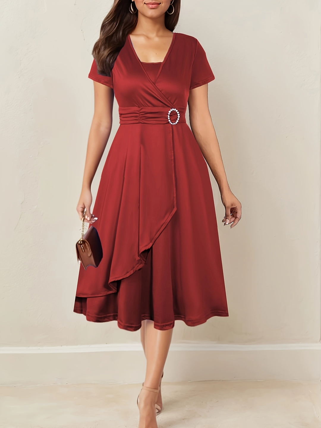 Valera | Rhinestone V-Neck Dress