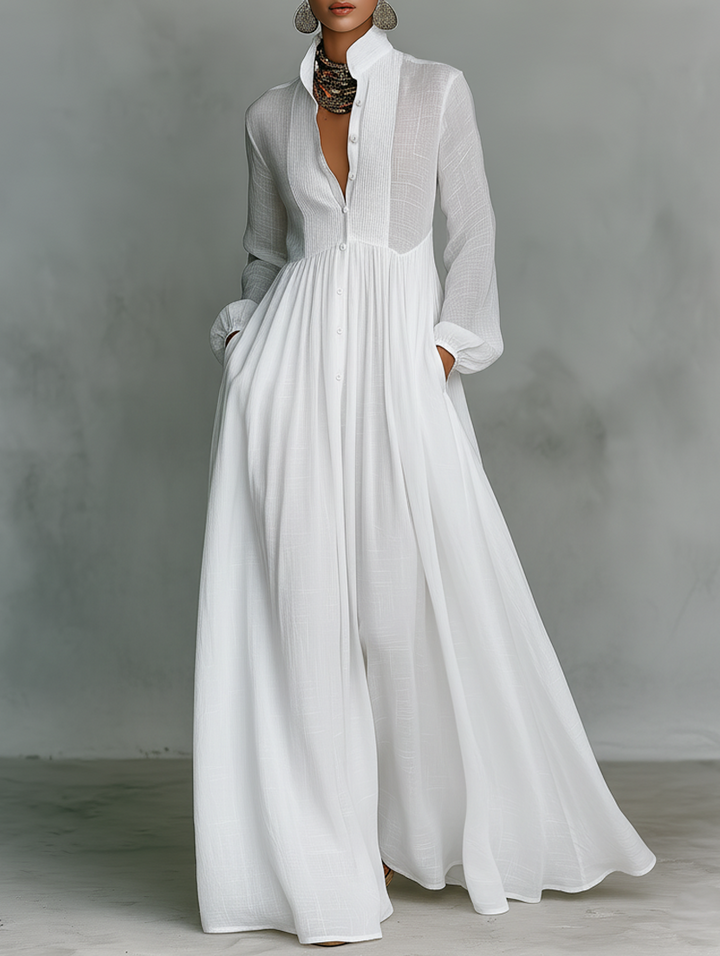 Selena | Flowing Button-Front Maxi Dress