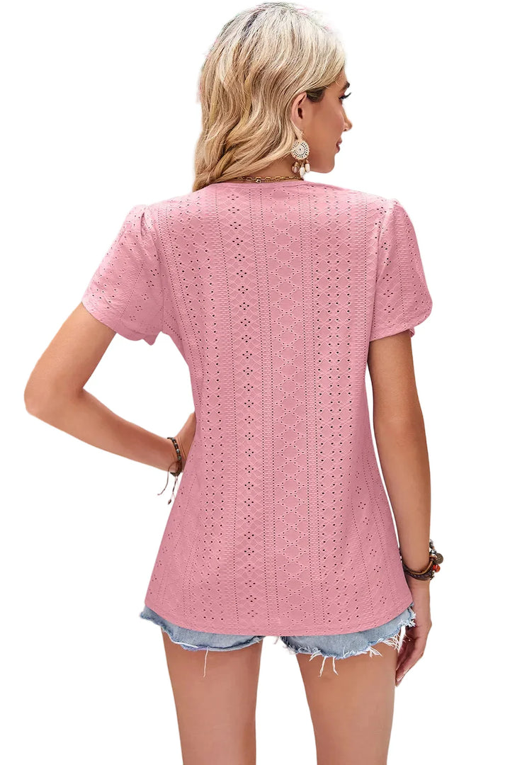V-neck lace T-shirt top