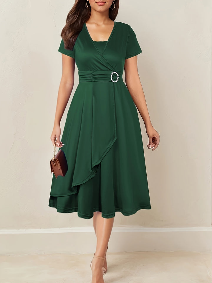 Valera | Rhinestone V-Neck Dress
