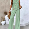 Ovelynra | Sleeveless Top And Wide-Leg Pants Set