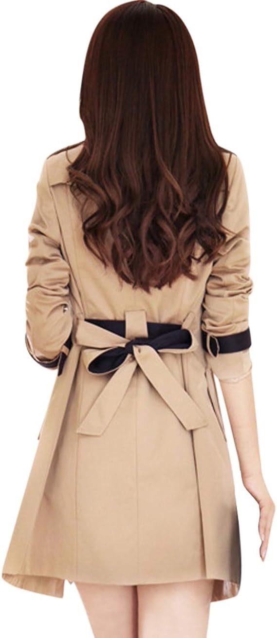 Catie - Double-Breasted Trench Coat with Contrast Trim