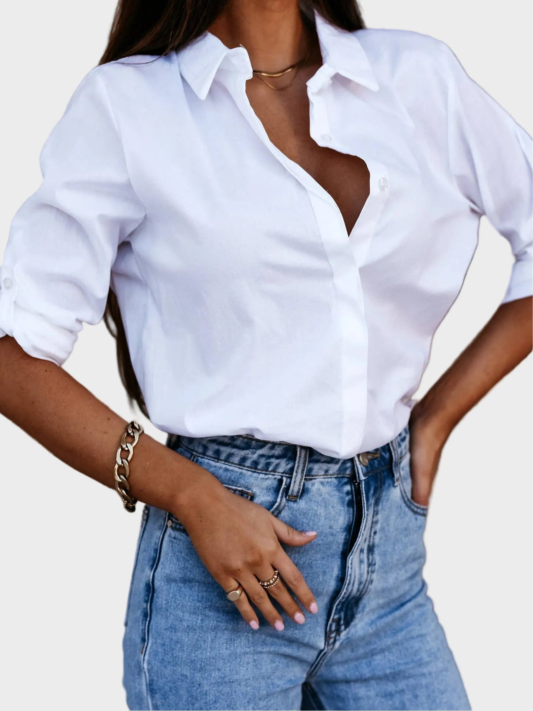 Polly Jane Simple White Button Down