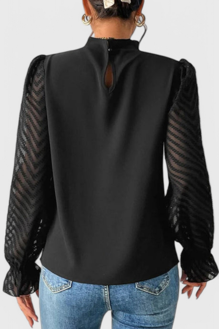 Helga Navy Long Sleeve Blouse