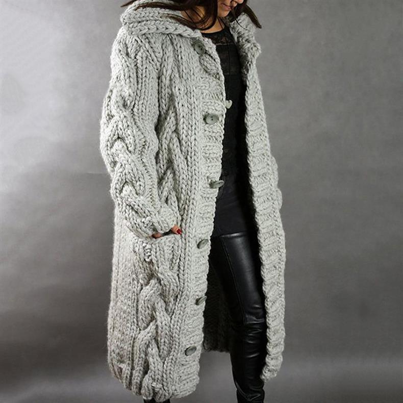 Carine - Elegant Longline Knit Coat
