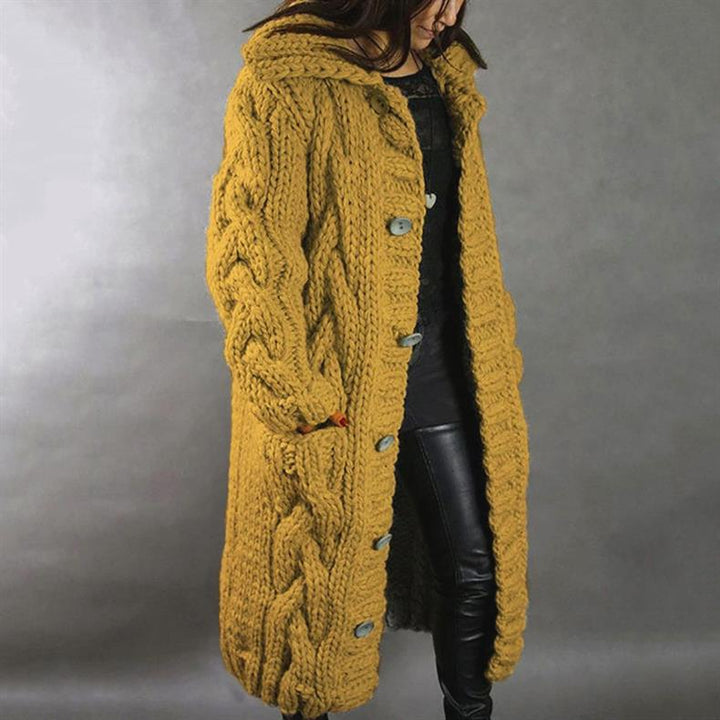 Carine - Elegant Longline Knit Coat