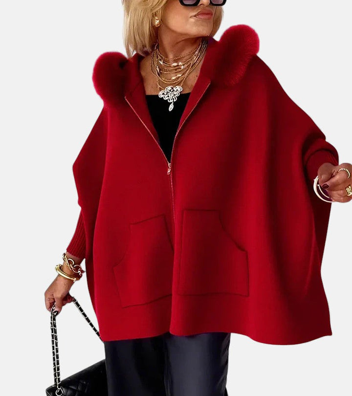 Minerva – Casual Hooded Coat with Fur Collar