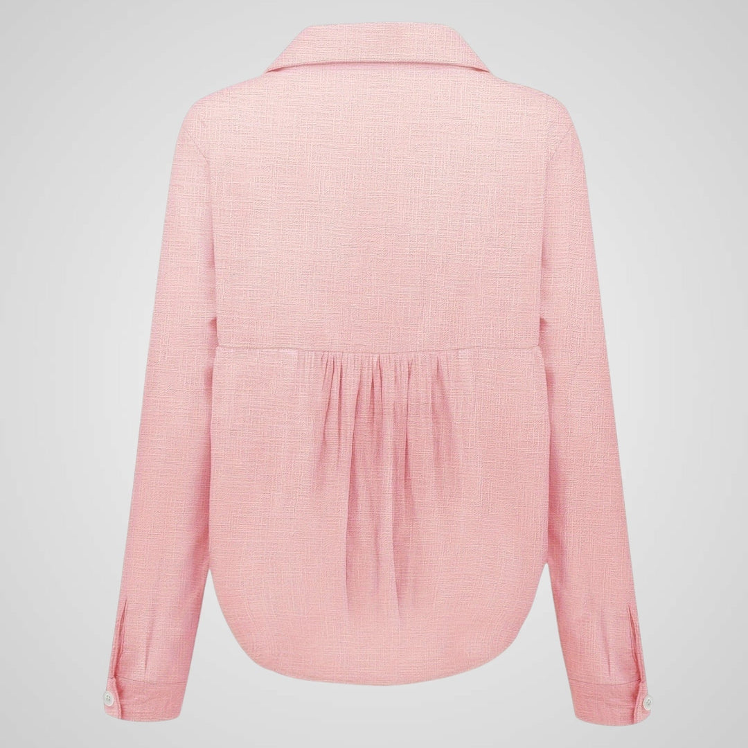 Elvir | Women's Button-Up Blouse - Light Linen Blend