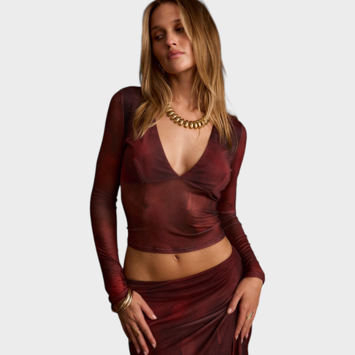 Zaria | Mulberry Blur Mesh Top