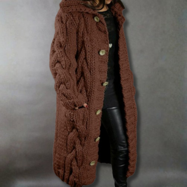Carine - Elegant Longline Knit Coat