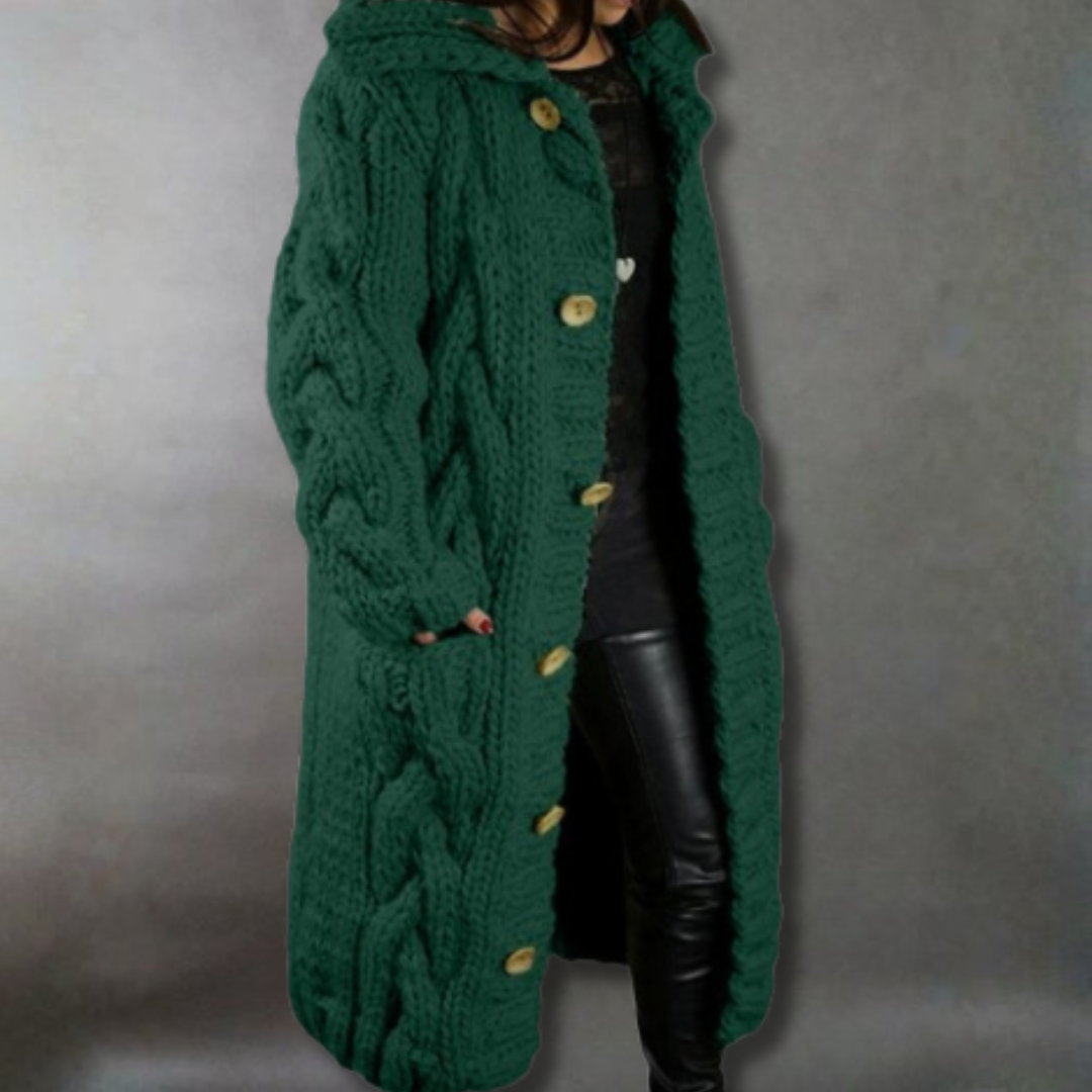 Carine - Elegant Longline Knit Coat