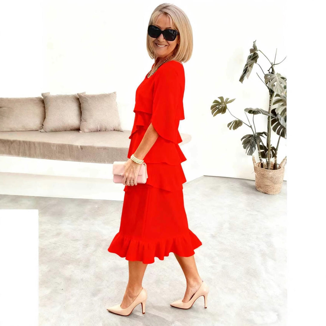 Anna | Elegant Ruffle Midi Dress