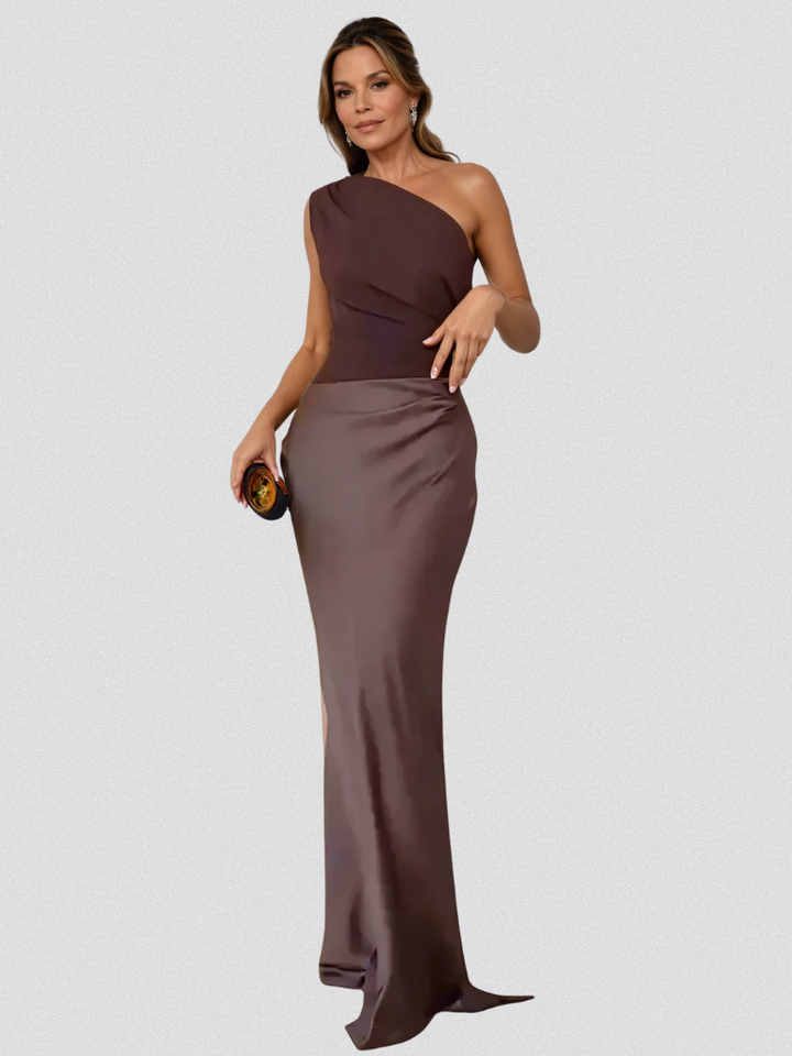 Sharon | One-Shoulder Satin Maxi Dress
