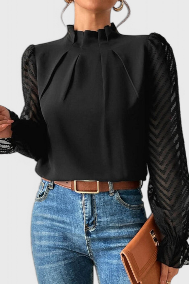 Helga Navy Long Sleeve Blouse