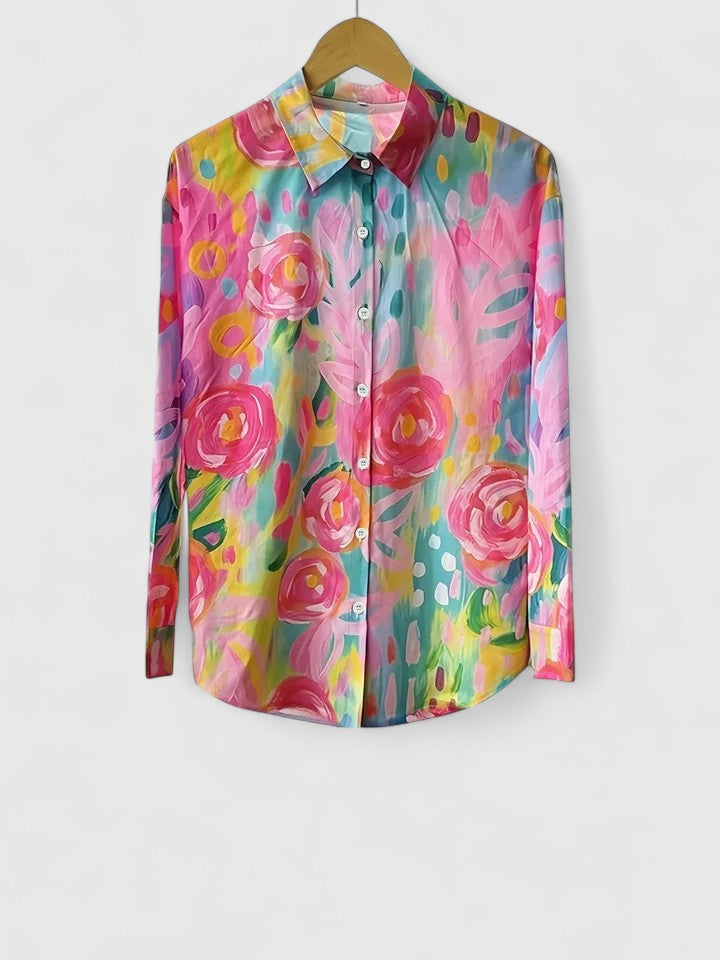 Alice | Vibrant Artistic Button-Up Blouse