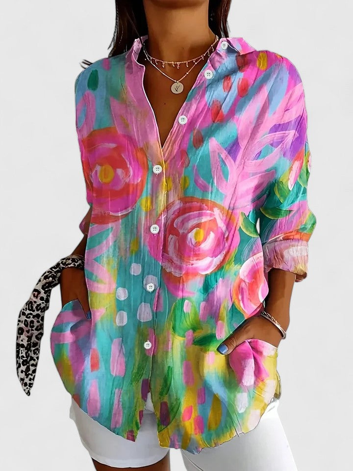 Alice | Vibrant Artistic Button-Up Blouse