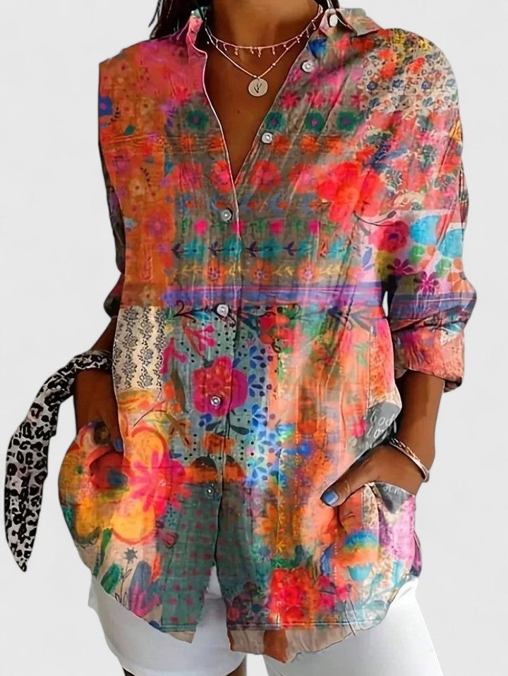 Alice | Vibrant Artistic Button-Up Blouse