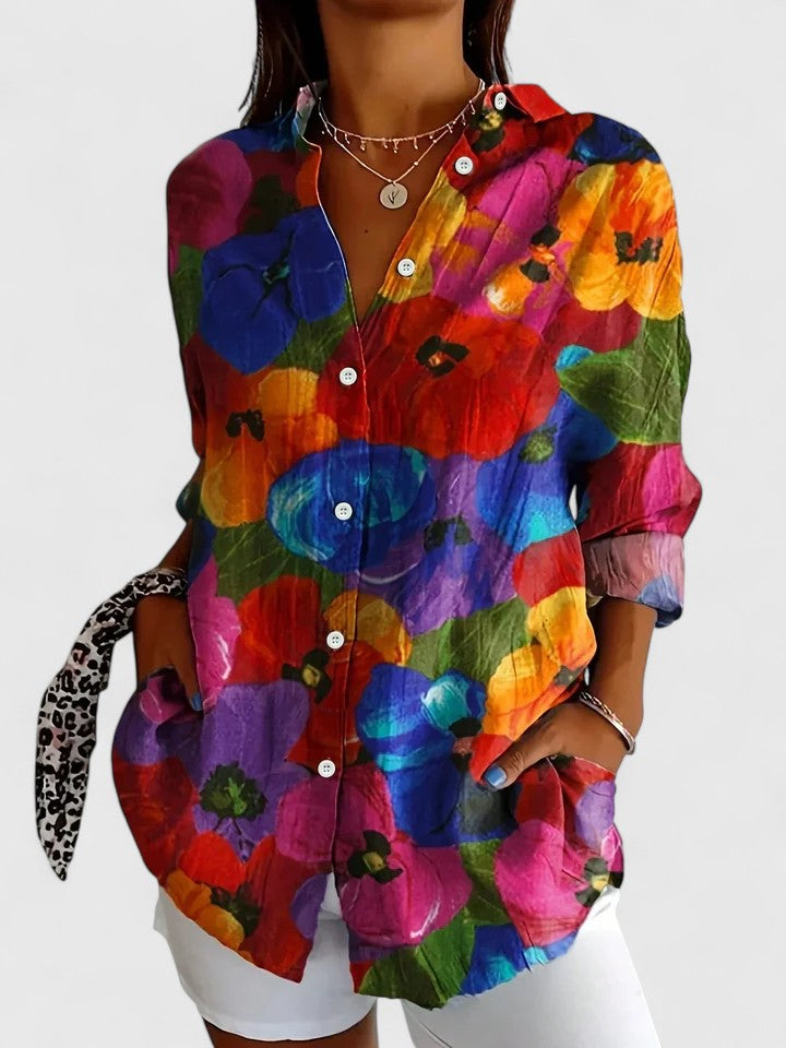 Alice | Vibrant Artistic Button-Up Blouse