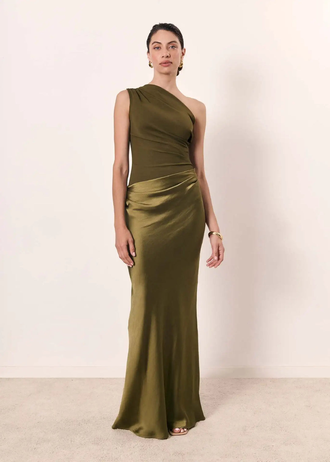 Sharon | One-Shoulder Satin Maxi Dress