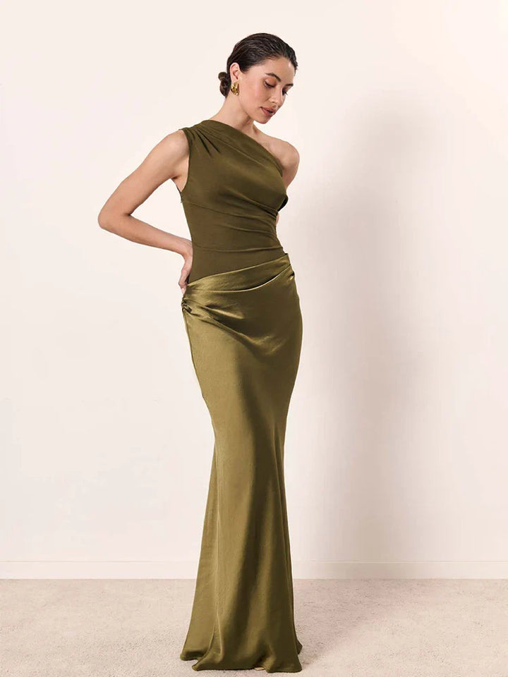Sharon | One-Shoulder Satin Maxi Dress