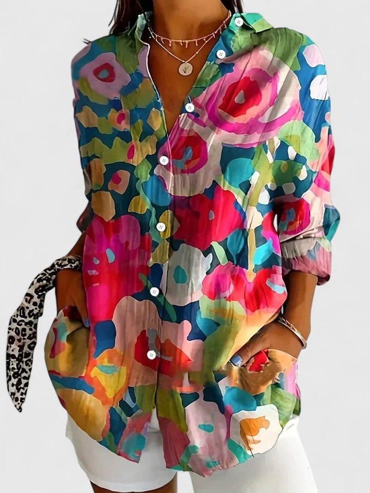 Alice | Vibrant Artistic Button-Up Blouse