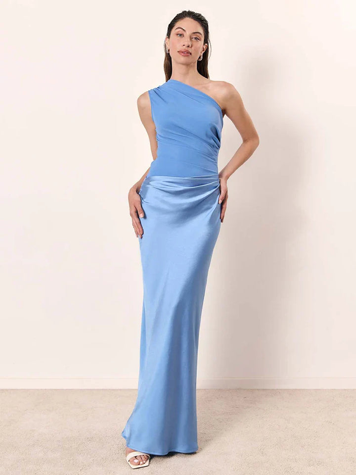 Sharon | One-Shoulder Satin Maxi Dress
