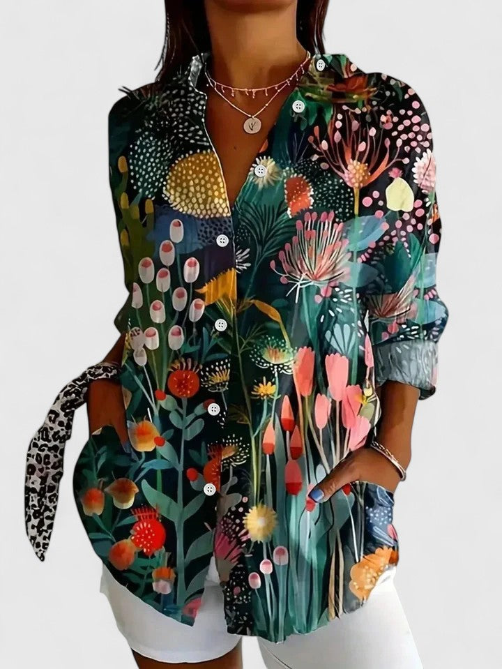 Alice | Vibrant Artistic Button-Up Blouse