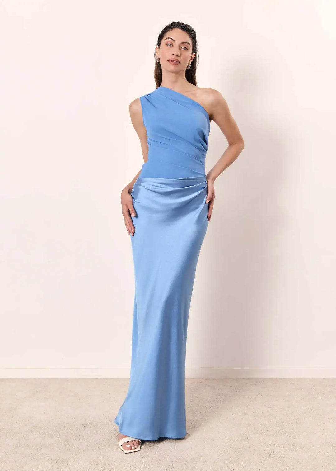 Sharon | One-Shoulder Satin Maxi Dress