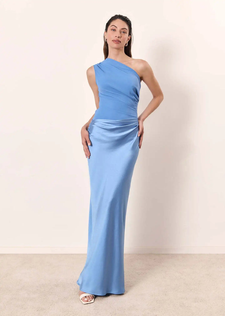 Sharon | One-Shoulder Satin Maxi Dress