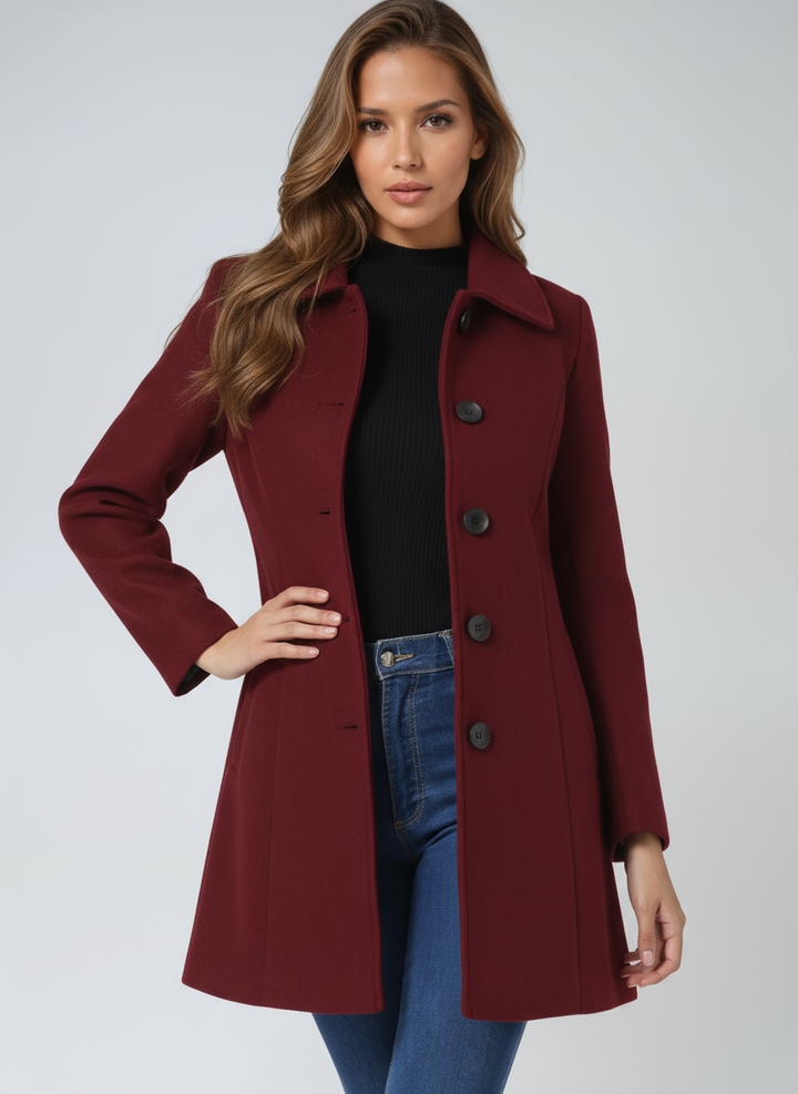 Rosalie – Fit and Flare Button-Front Coat