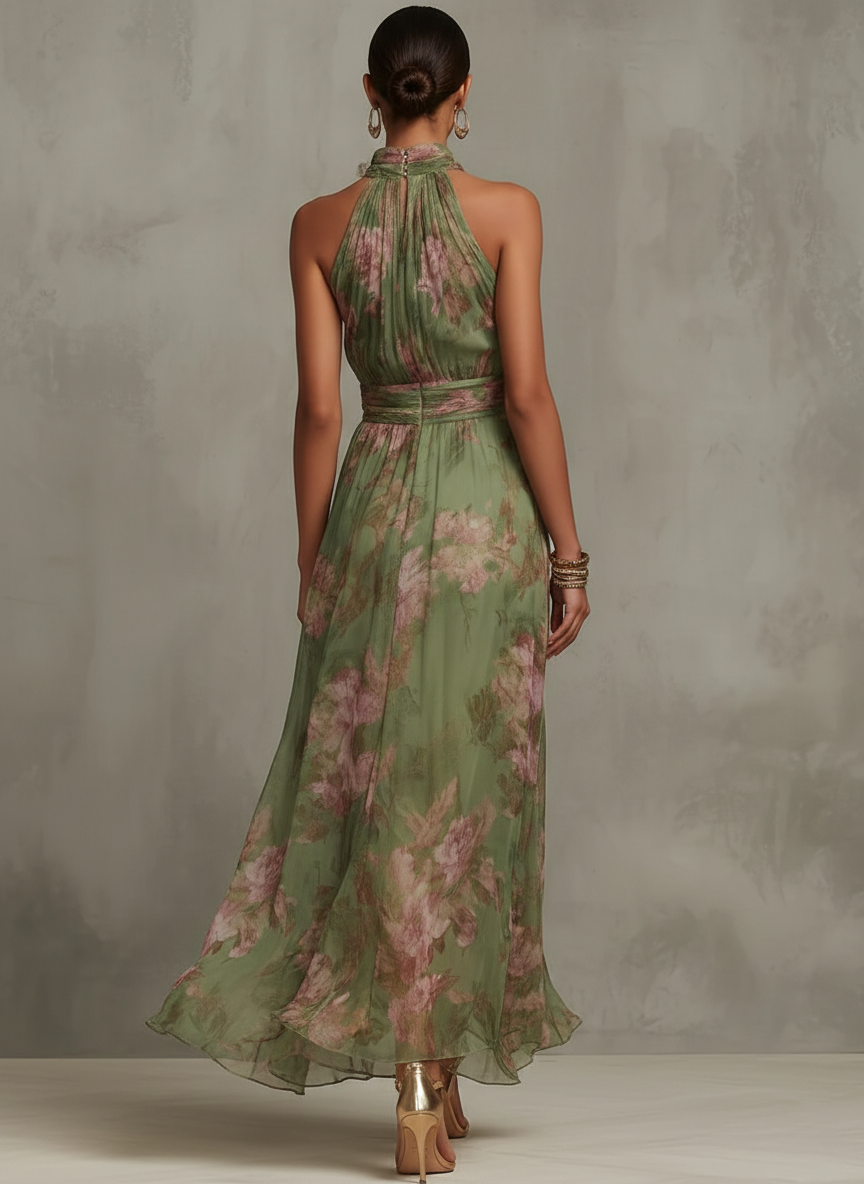 Savannah | Elegant Floral Halter Dress