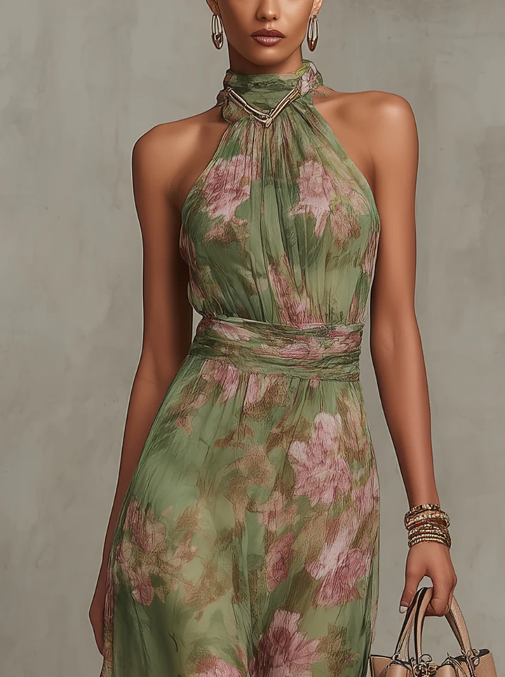 Savannah | Elegant Floral Halter Dress