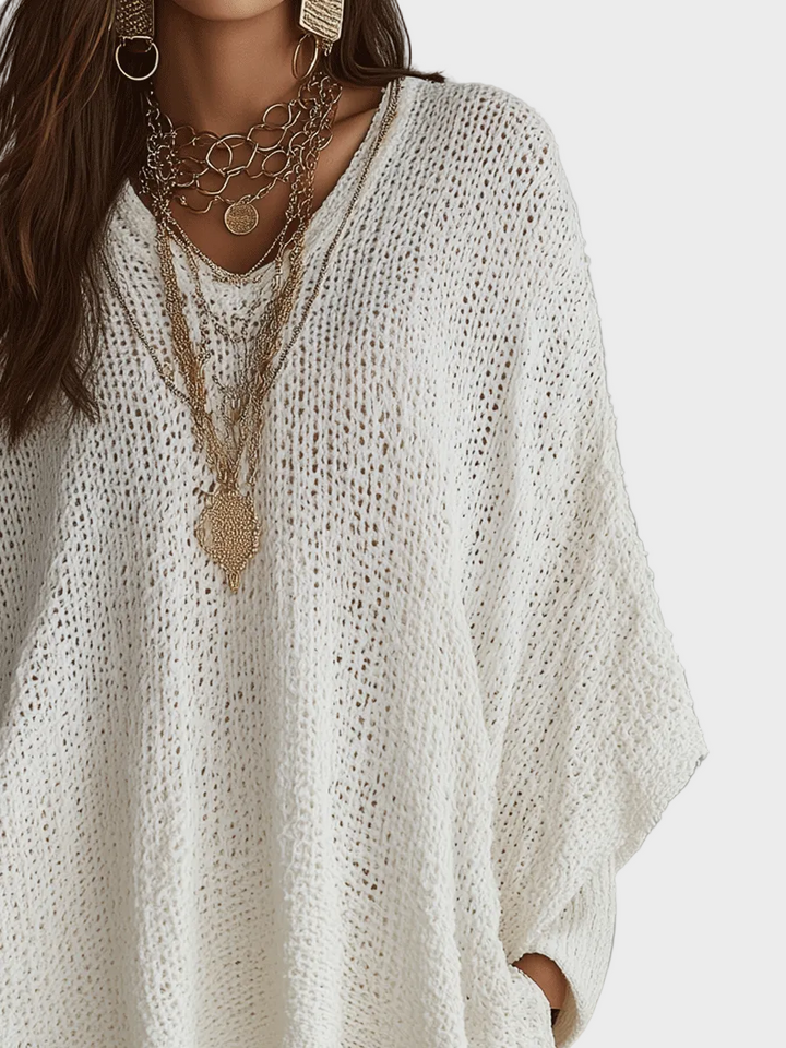 Natalie | Effortless Neutral Bohemian Pullover Knit Top