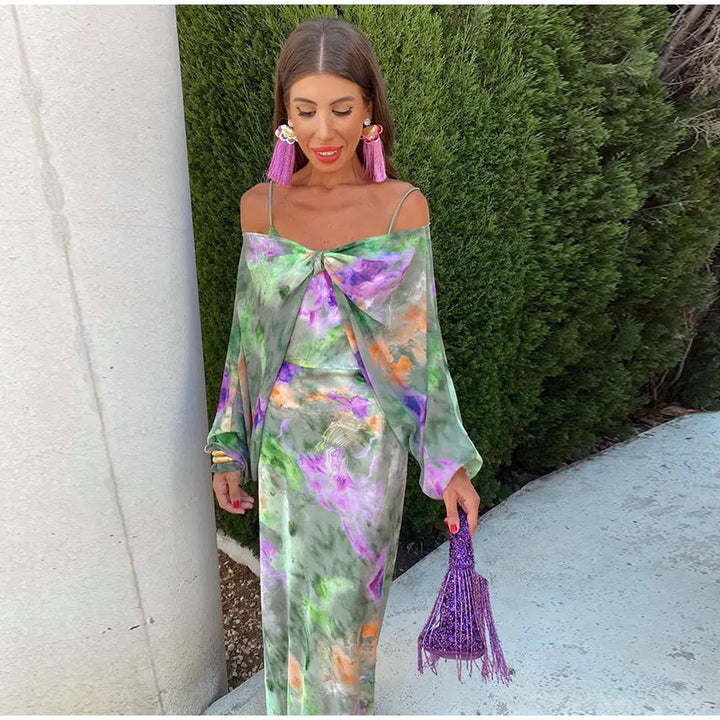 Kate | Elegant Maxi Dress With Detachable Scarf