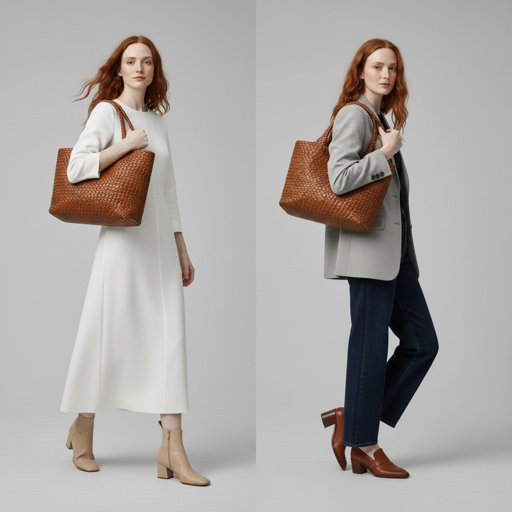 Scarlett | Woven Leather Tote