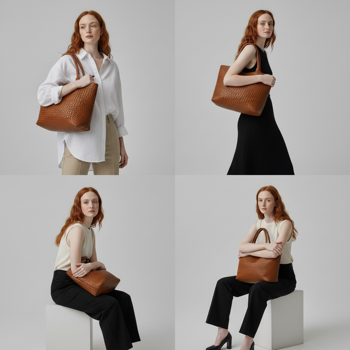Scarlett | Woven Leather Tote