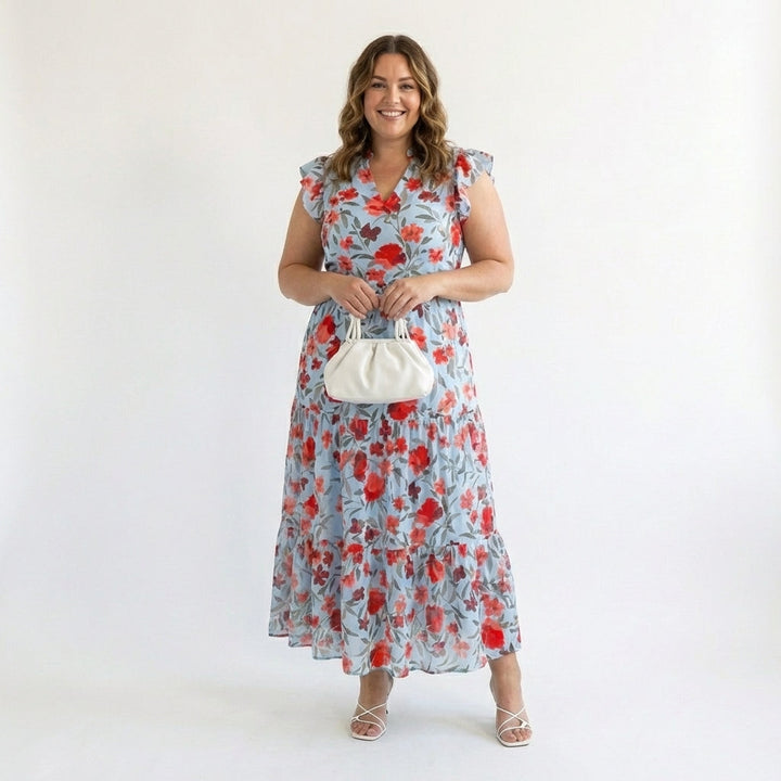 Lila | Floral V-Neck Tiered Maxi Dress