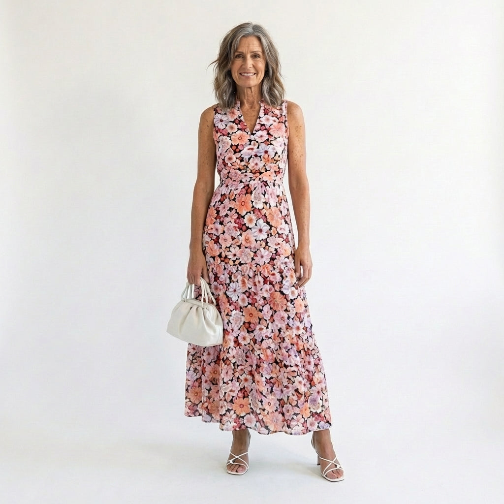 Lila | Floral V-Neck Tiered Maxi Dress