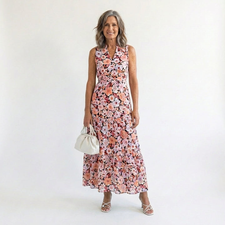 Lila | Floral V-Neck Tiered Maxi Dress